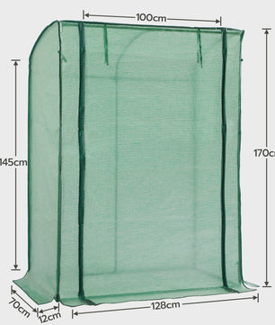 Kleine Folie Kas voor Tomaten en Planten - 128x70x170 cm met Roldeur