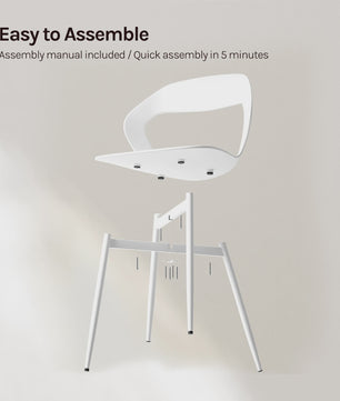 Set van 4 Moderne Eetkamerstoelen - PP Zitting & Metalen Poten - Ergonomisch Design