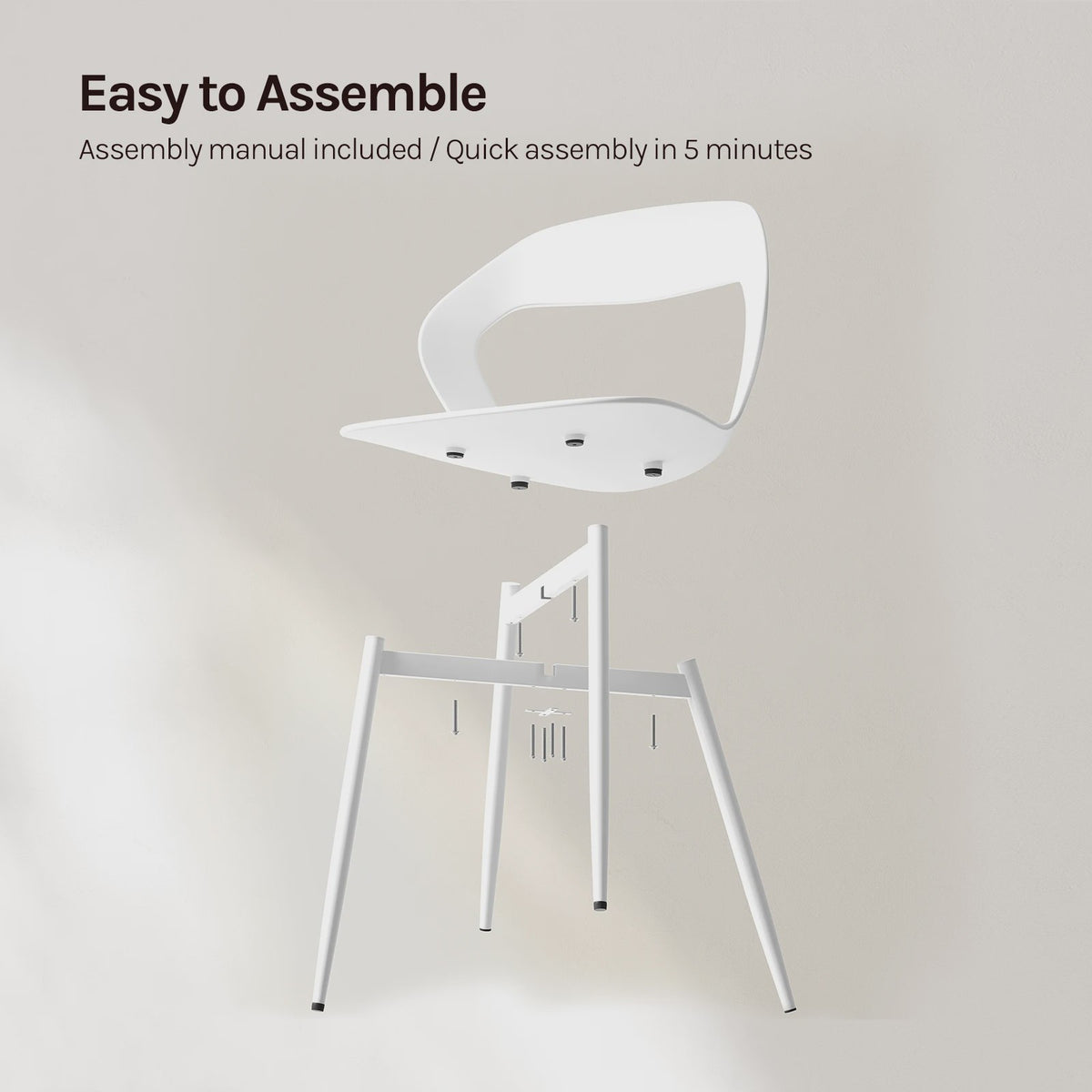 Set van 4 Moderne Eetkamerstoelen - PP Zitting & Metalen Poten - Ergonomisch Design