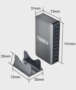1000W Desktop Oplader met 8 Poorten: Snel Laden voor Laptops, Tablets en Meer
