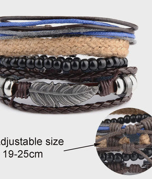 Heren Leren Armbanden Set - Viking, Gothic & Punk Stijl - Multilayer Vintage