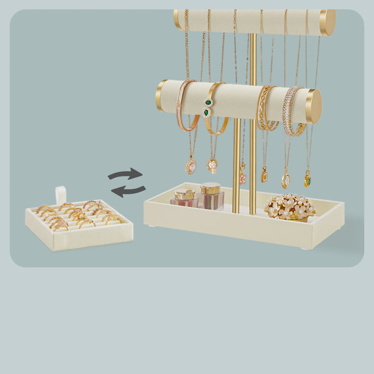 SONGMICS Sieraden Organizer met 3 etages en fluwelen afwerking