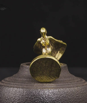 Handgemaakt Koperen Beeldje - Vintage Bronzen Mannetje voor Bureau & Huisdecoratie