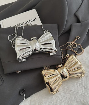 Luxe Strik Handtas van Metaal met Ketting - Speelse Crossbody Tas
