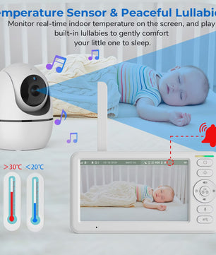 5 Inch Draadloze Babyfoon met PTZ Camera, Temperatuur, Nachtvisie & Tweeweg Audio