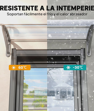 Outsunny Transparante Polycarbonaat Deur- en Raamoverkapping 100x75x23 cm