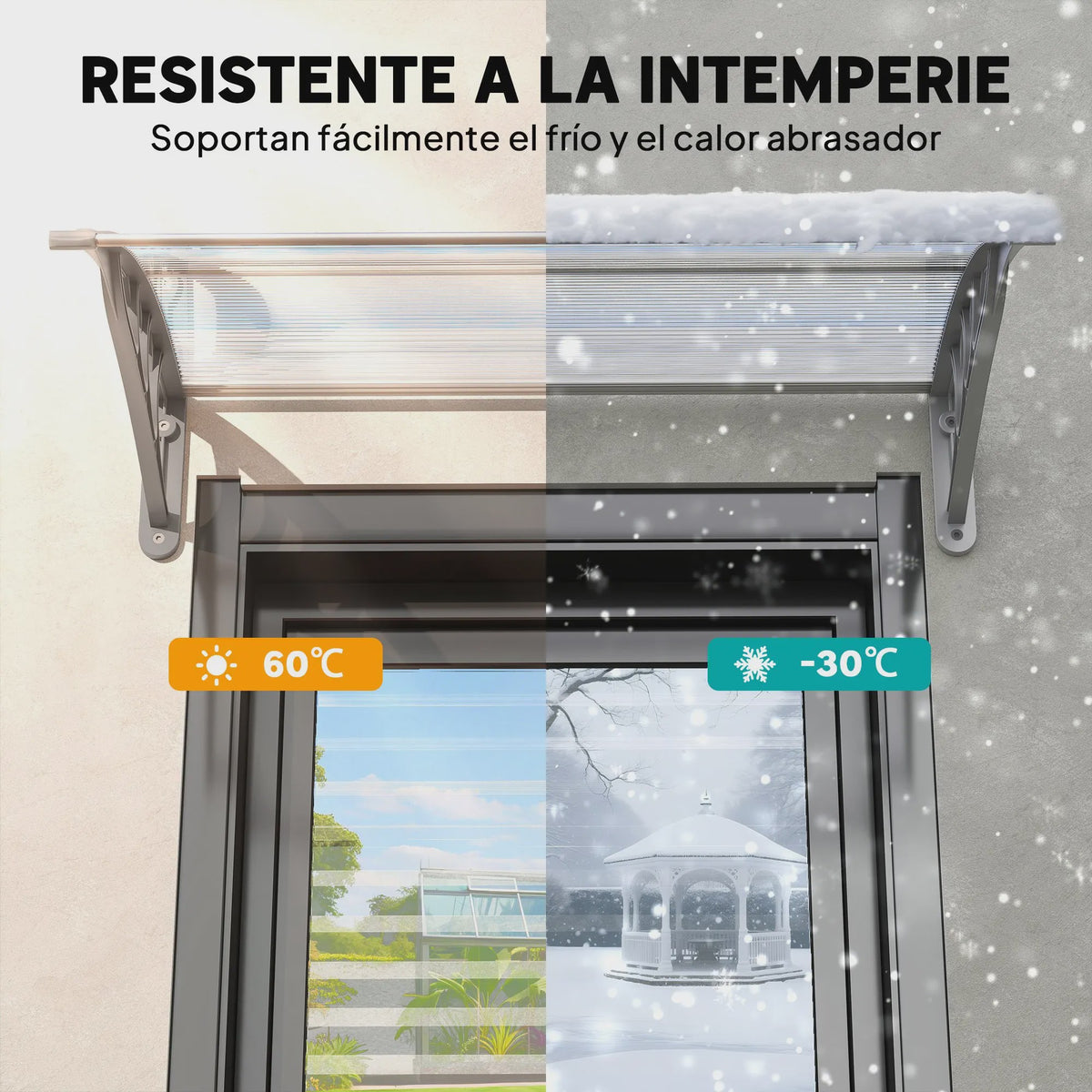 Outsunny Transparante Polycarbonaat Deur- en Raamoverkapping 100x75x23 cm
