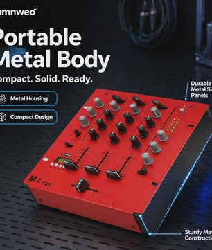 Yamnweo M4 Mini DJ Mixer - 3 Kanaals Audio Console met Bluetooth, USB MP3 & EQ