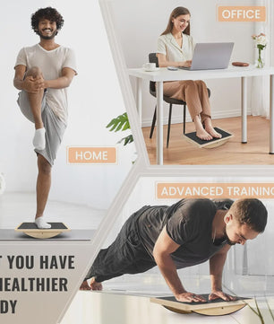 Houten Balansbord - Anti-slip Rocker & Wobble Board voor Fitness, Werkplek & Thuis