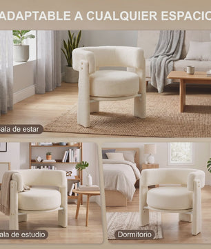 Crème Witte Fauteuil met Schapenvacht en Lendenkussen - Stijlvol Comfort