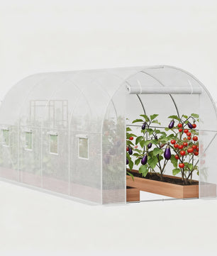 Grote Stevige Tunnelkas met 8 Ramen en Verzinkt Stalen Frame - Ideaal voor Tuinplanten