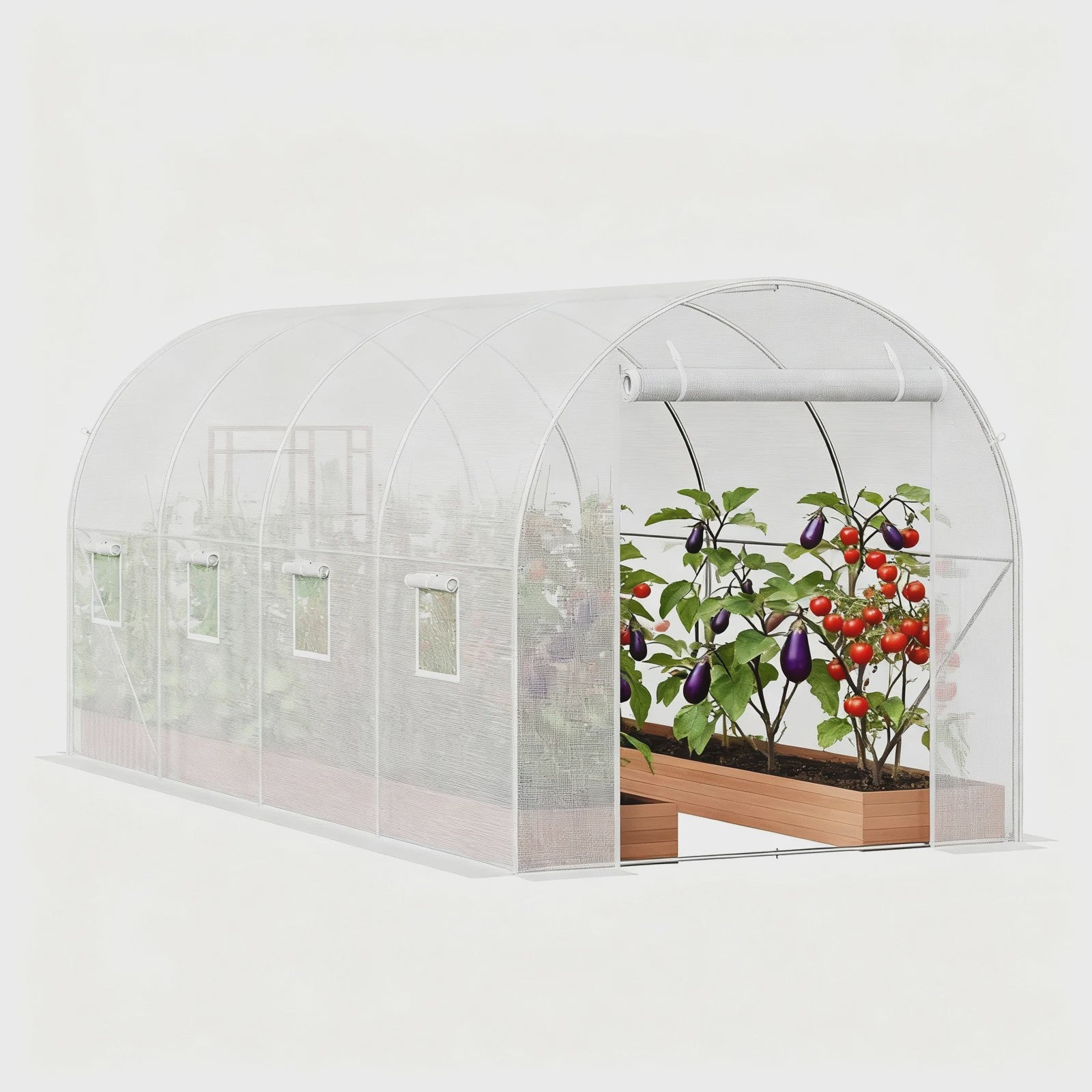 Grote Stevige Tunnelkas met 8 Ramen en Verzinkt Stalen Frame - Ideaal voor Tuinplanten