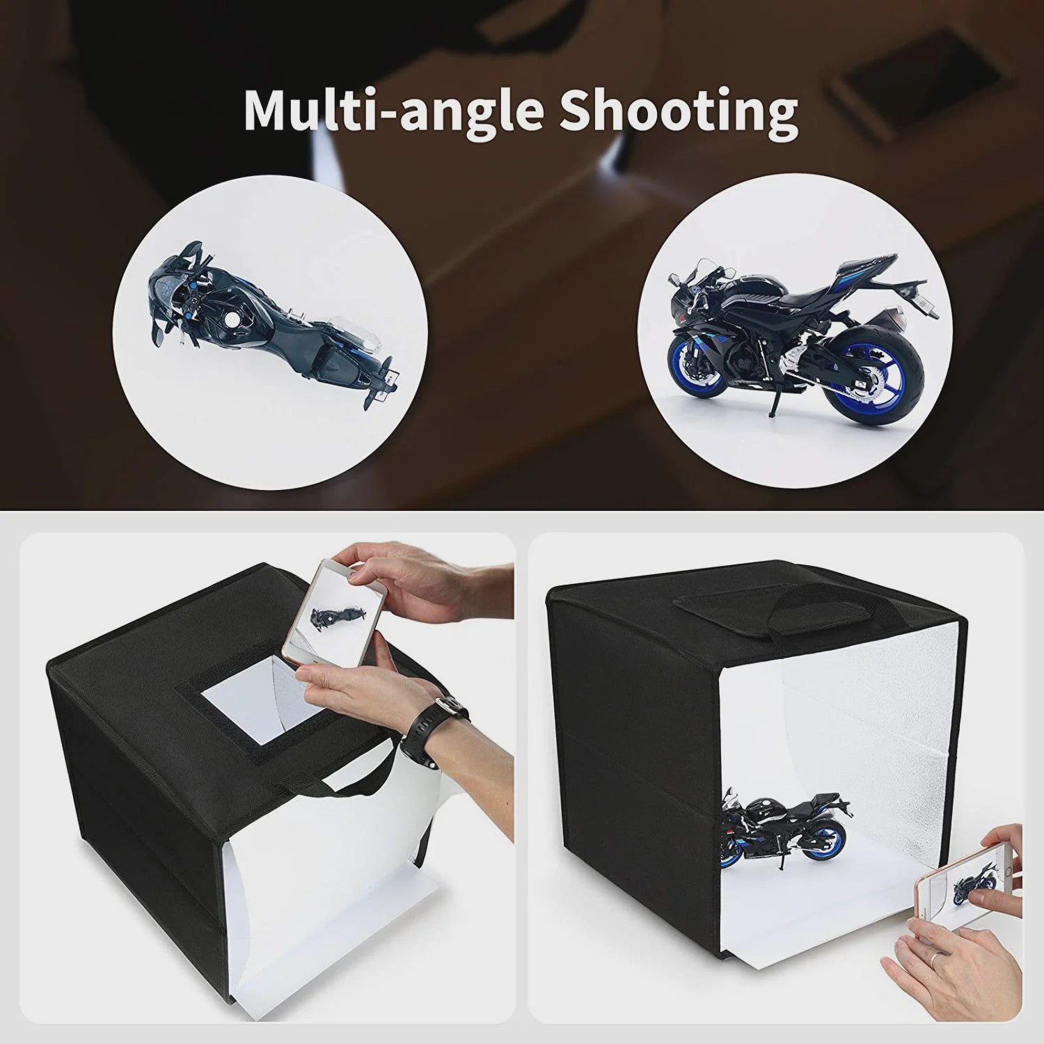 30cm Fotostudio Lightbox Kit met 120 LED's en 6 Achtergronden - Verstelbare Helderheid