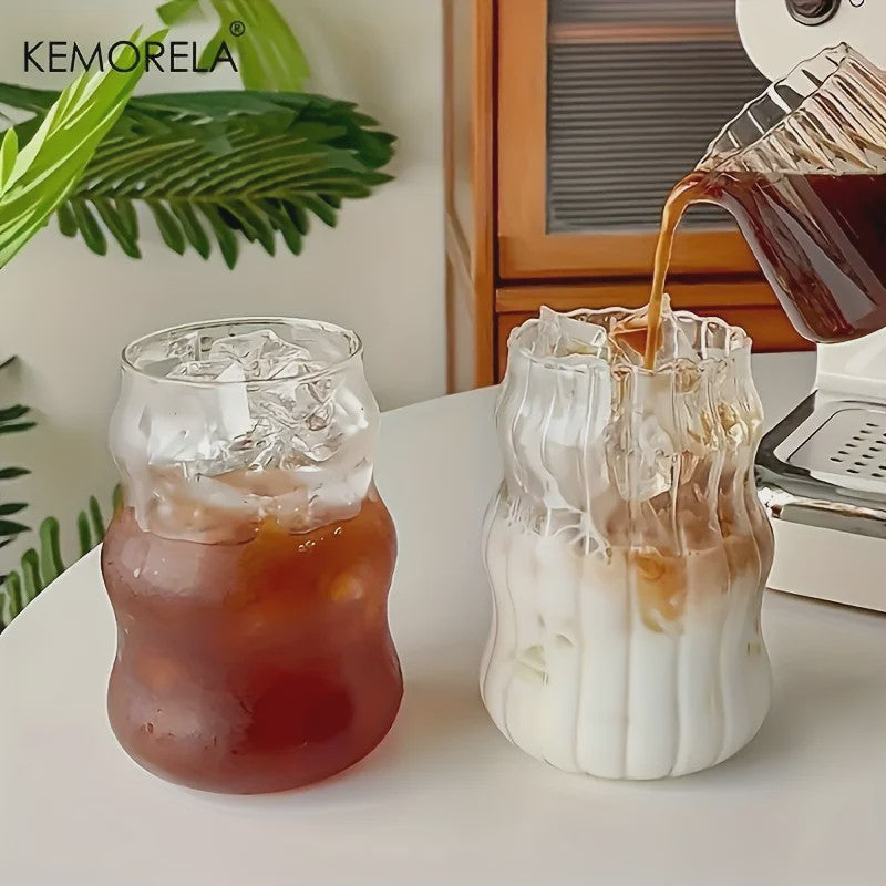 Set Glazen Tumblers met Verticale Ribbels - Hittebestendig Glas voor Koffie, Thee & Water