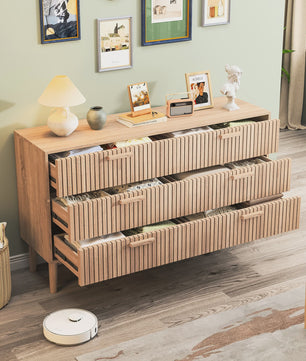 Moderne Houten Ladekast - 4 of 6 Laden - Retro Design Dressoir voor Slaapkamer & Woonkamer