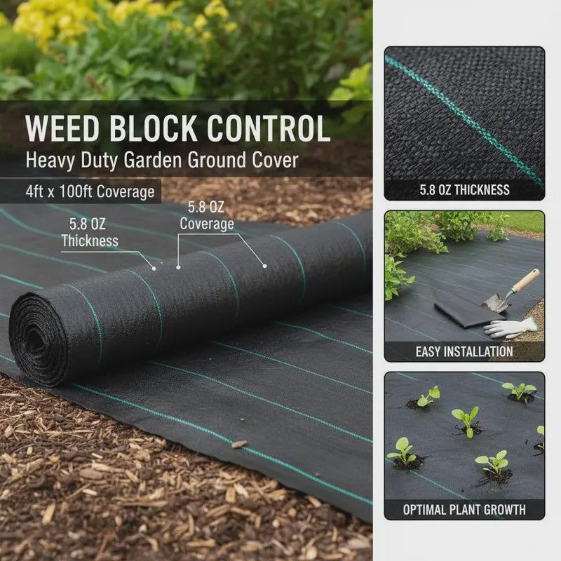 Onkruiddoek 1.2x30.5m - Zware Kwaliteit Geotextiel Bodembedekker