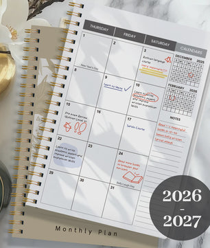 2026-2027 A5 Maandelijkse Planner Agenda met Botanische Kaft - 24 Maanden Organiser voor Werk & Studie