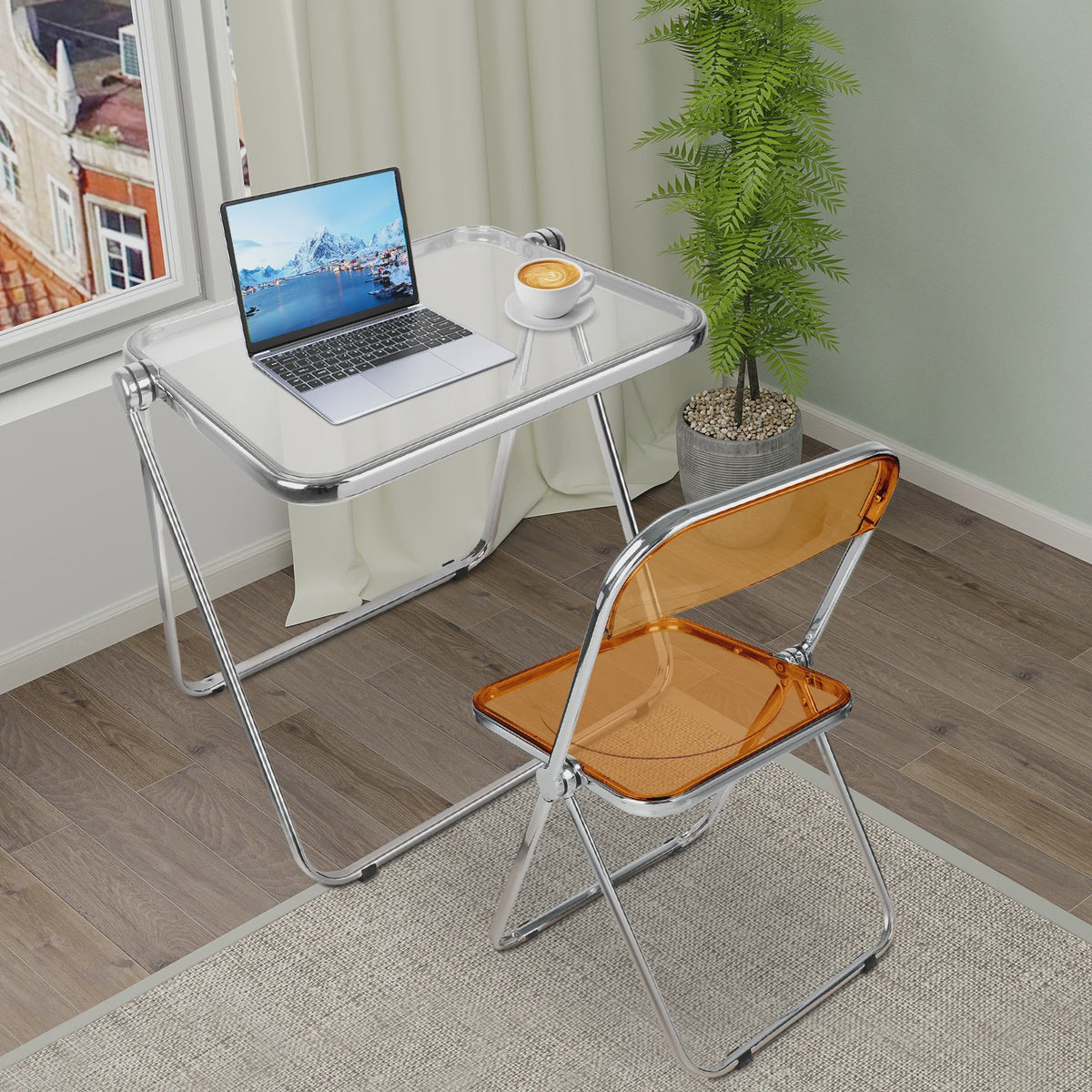 Stapelbare Transparante Acryl Klapstoel met Chroom Frame - Luxe Loungestoel voor Feest, Banket & Conferentie