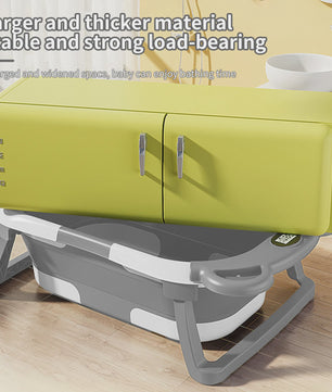 Opvouwbaar Babybadje met Thermometer & Antislip Kussen - Draagbaar voor Pasgeborenen
