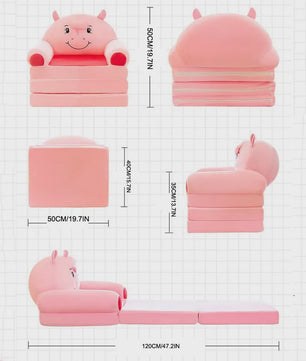 Pluche Kinder Sofa Bed - Opvouwbaar en Dubbelzijdig Plezier in Leuke Cartoon Vormen