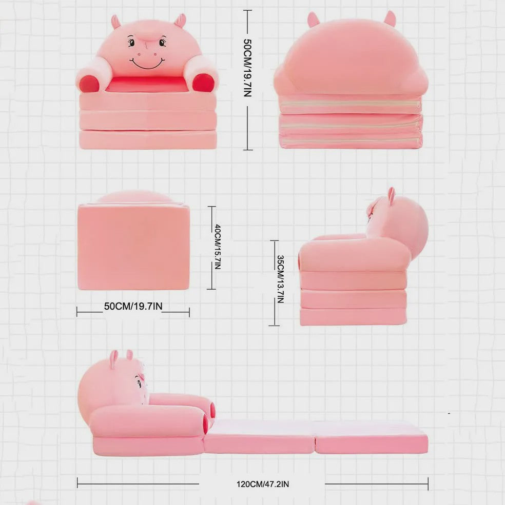 Pluche Kinder Sofa Bed - Opvouwbaar en Dubbelzijdig Plezier in Leuke Cartoon Vormen