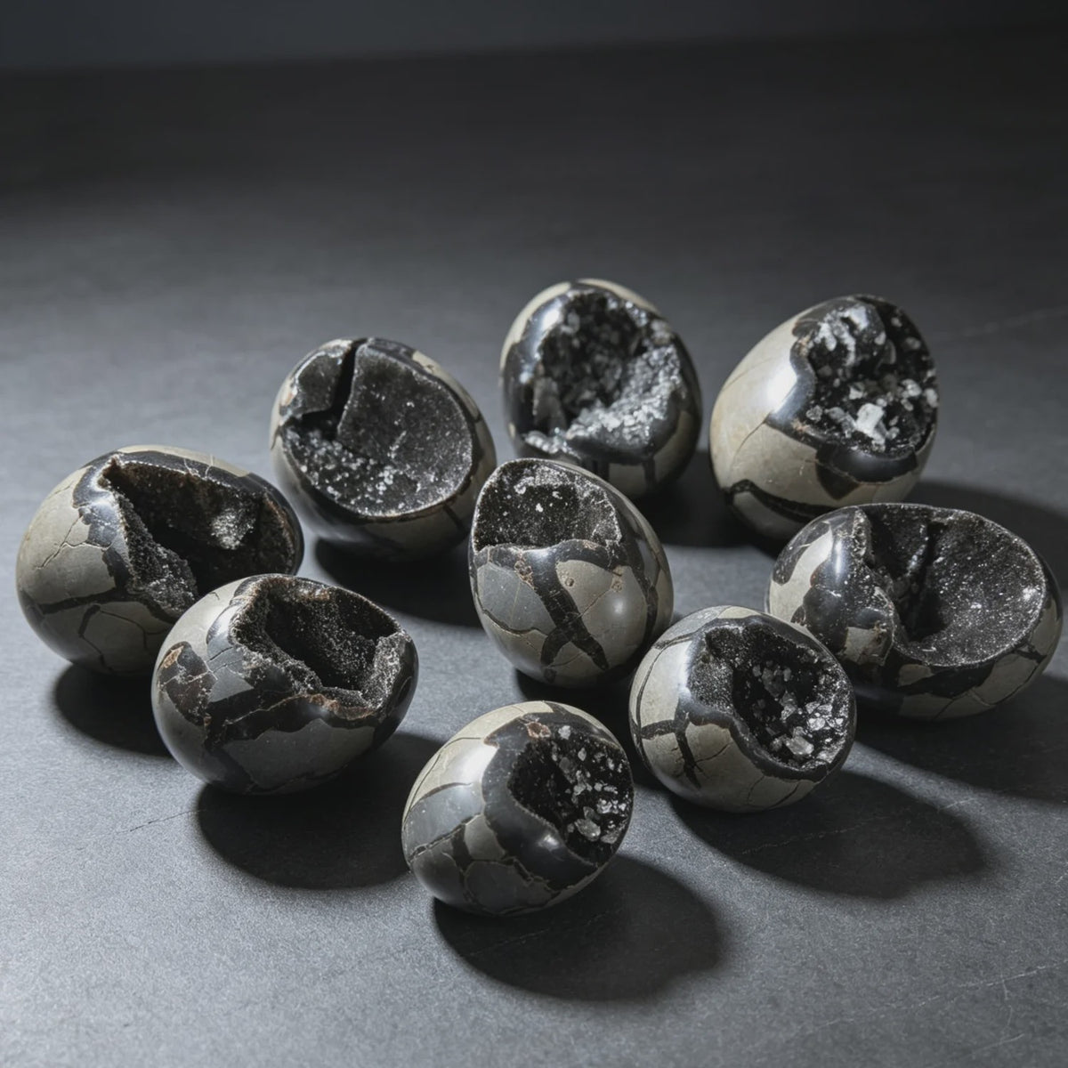 Septarian Draken Ei Kristal Geode - Zwart Kwarts voor Spirituele Heling & Decoratie