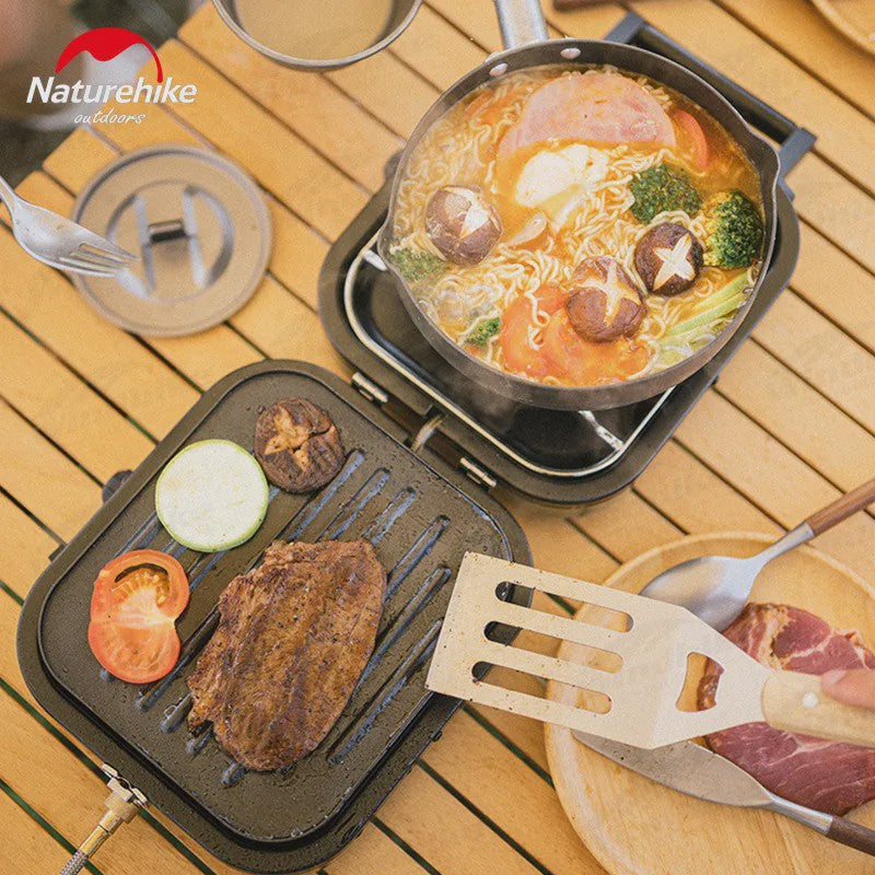 Naturehike Dubbele Camping Gasbrander 1700W met Grillplaat - Lichtgewicht & Draagbaar