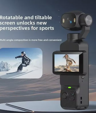 4K Handheld Gimbal Action Camera met 180° Draaibare Lens, Anti-Shake & Fill Light voor Vlogs & Outdoor Sport