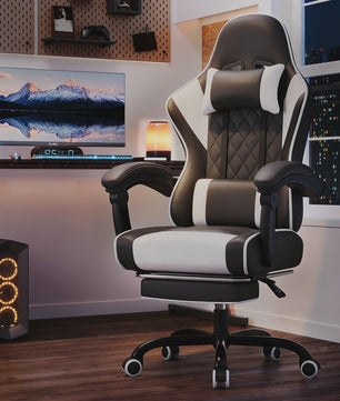Ergonomische Gaming Stoel In Hoogte Verstelbaar met Massage Lendesteun en Voetensteun