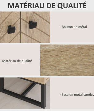 HOMCOM Buffetkast met 2 Deuren en Metalen Poten - Zwart, 80x29.5x80 cm