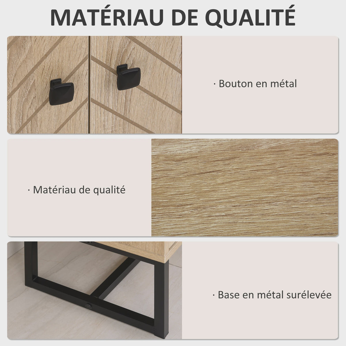 HOMCOM Buffetkast met 2 Deuren en Metalen Poten - Zwart, 80x29.5x80 cm