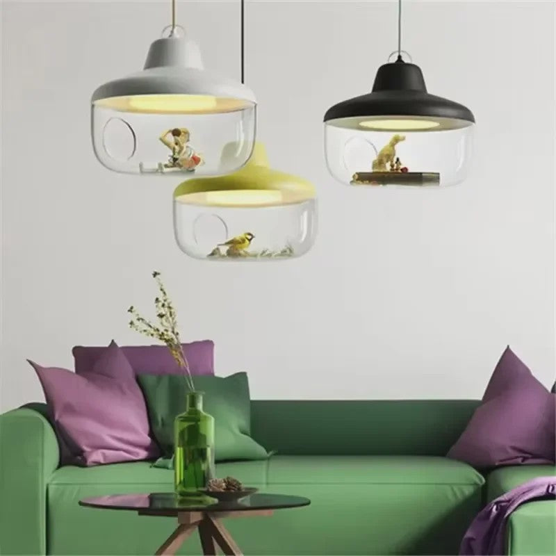 Moderne Glazen LED Hanglamp met Decoratieve Elementen - Sfeervolle Verlichting voor Woonkamer & Kinderkamer