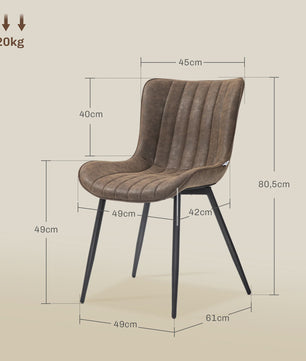 Set van 2 Moderne Gestoffeerde Eetkamerstoelen - Bruin