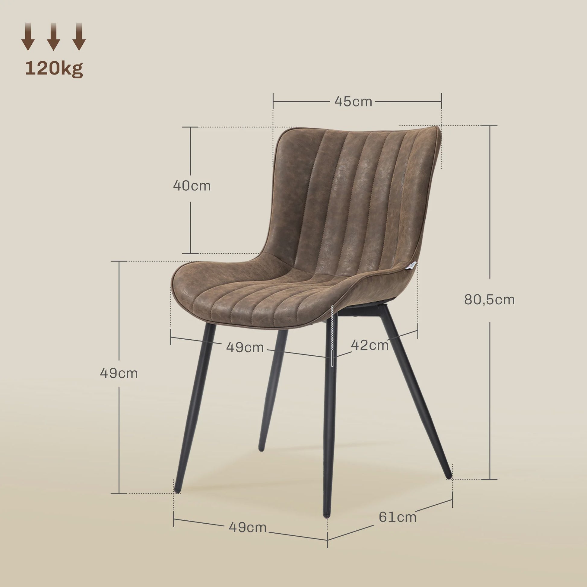Set van 2 Moderne Gestoffeerde Eetkamerstoelen - Bruin