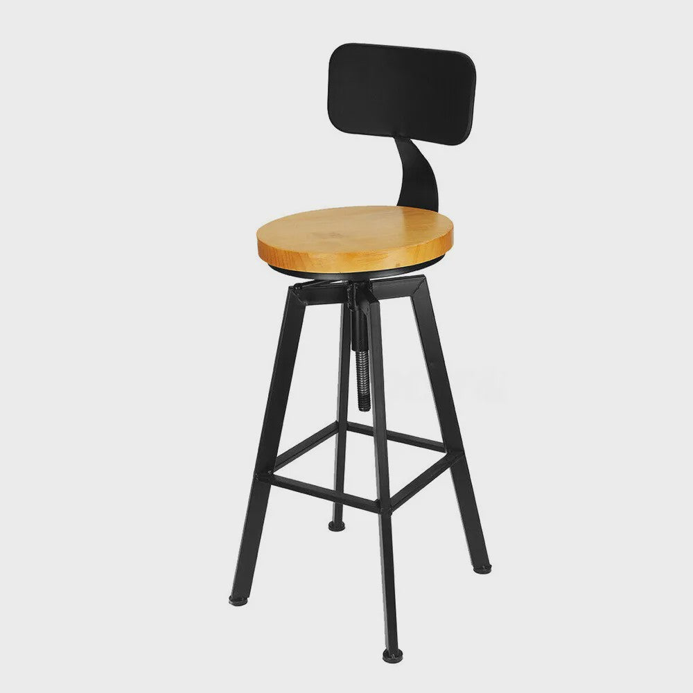 Set van 2 Stijlvolle Barstoelen - Verstelbaar Hout & Metaal met Draaibare Zitting