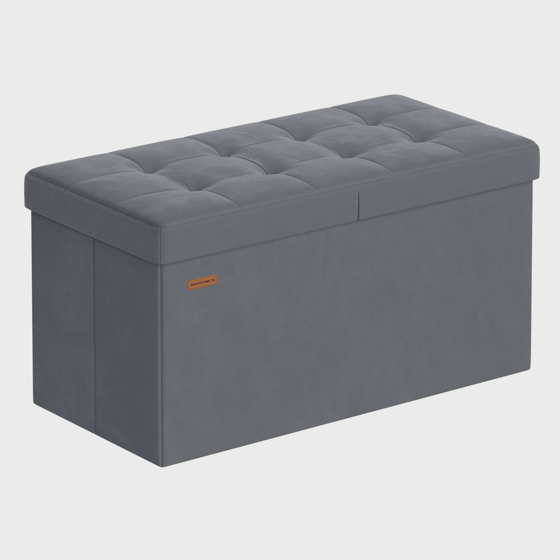 SONGMICS Opbergbank met Deksel - Velvet Zetel & Opbergruimte 76x38x38 cm