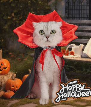 Halloween Vampier Cape & Hoed Set voor Katten - Feestelijke Verkleedkostuum