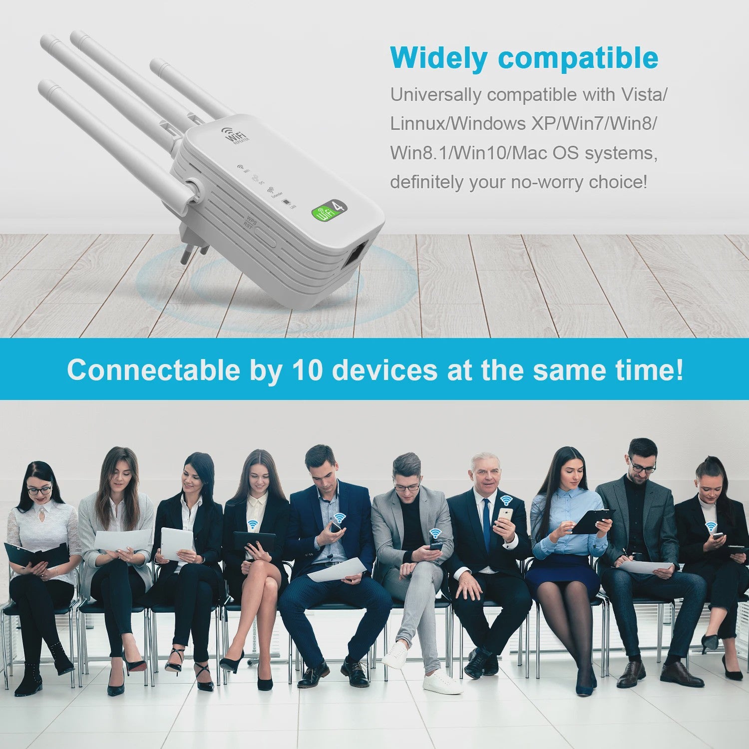 Krachtige WiFi Repeater met 3 Antennes - Versterk je Signaal tot 300 Mbps