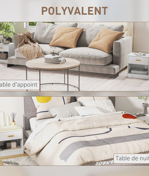 Set van 2 Nachtkastjes met Lade en Open Vak - Modern Design met Gouden Handgreep