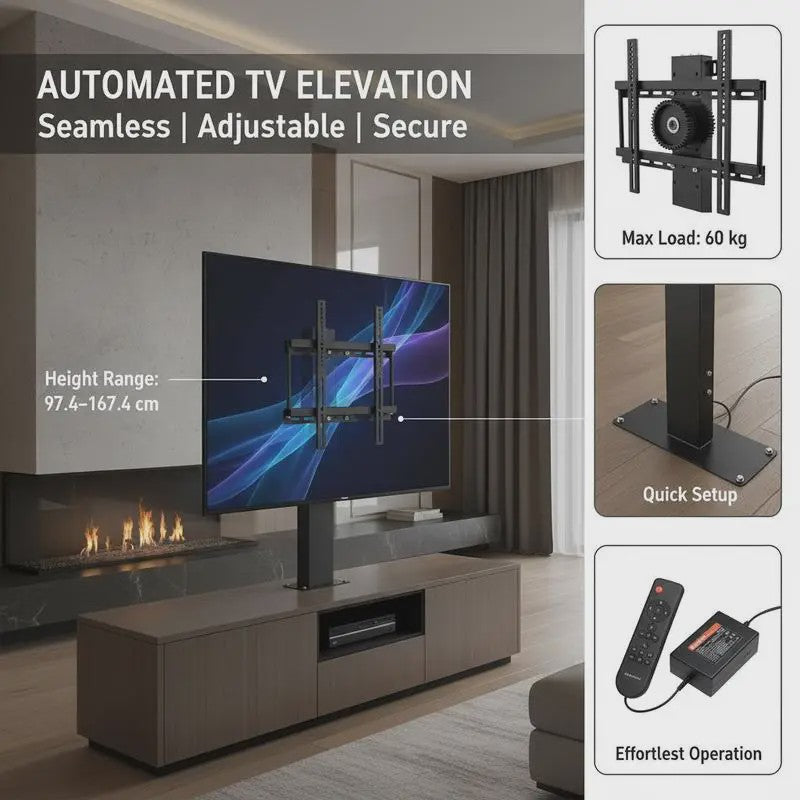 Automatische TV Lift Standaard - In Hoogte Verstelbaar (97.4-167.4 cm), Max. 60 kg