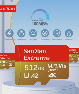 SanDian Extreme Micro SD Kaart - Hoge Snelheid UHS-I U3 V30 A2 - 32GB tot 512GB
