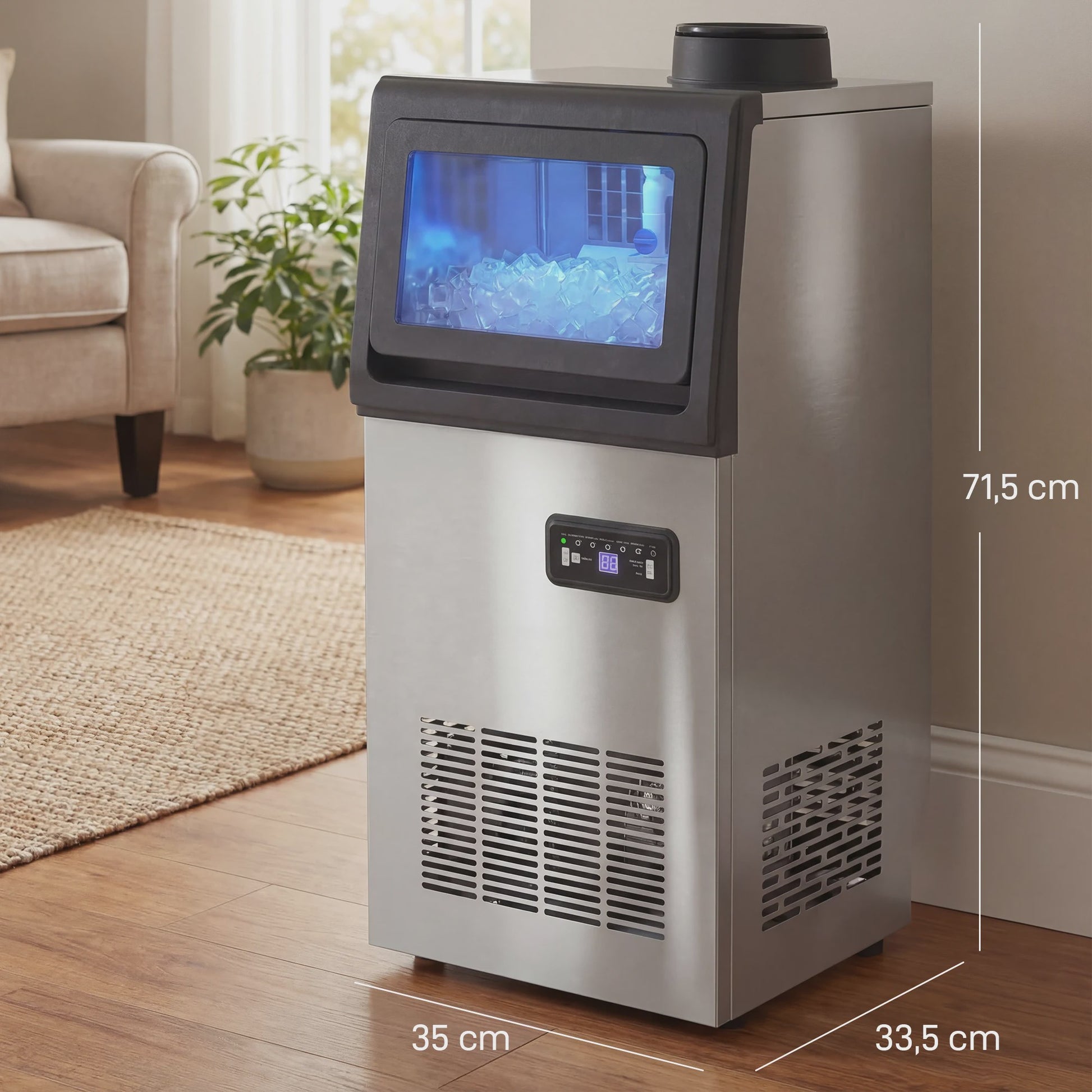 Professionele IJsmachine 36kg/24u Roestvrij Staal met 5.5kg Opslag