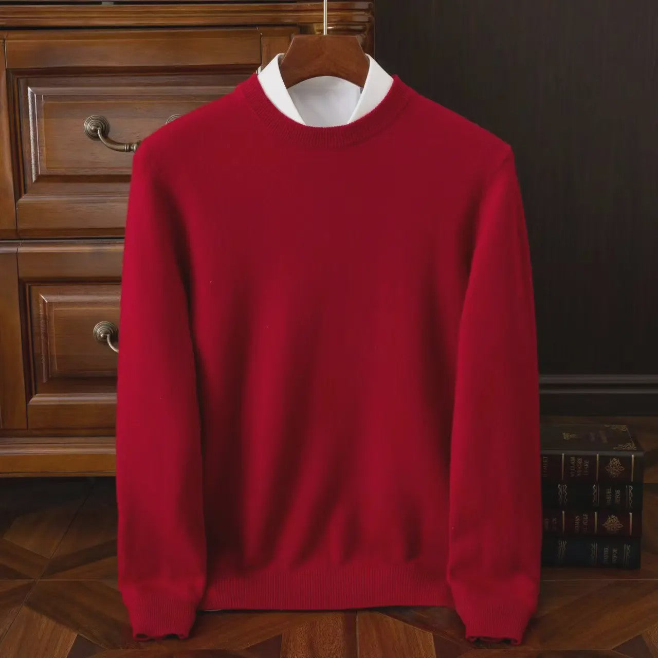 Heren Kasjmier Trui met Ronde Hals - Losse Pasvorm, Oversized - Herfst/Winter Collectie