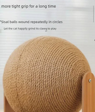 2-in-1 Kattenkrabbal met Houten Structuur en Sisal Krabplank