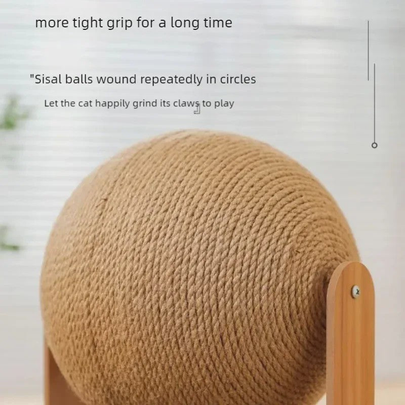 2-in-1 Kattenkrabbal met Houten Structuur en Sisal Krabplank