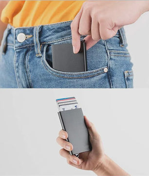 RFID Kaarthouder Portemonnee - Slank Metalen Pop-Up Wallet voor Heren & Dames
