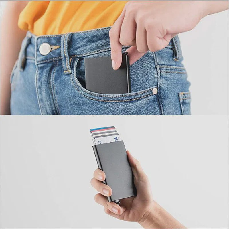 RFID Kaarthouder Portemonnee - Slank Metalen Pop-Up Wallet voor Heren & Dames
