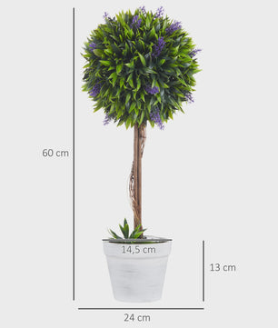 Set van 2 Kunstplanten met Lavendel - 60 cm Hoog - Inclusief Pot
