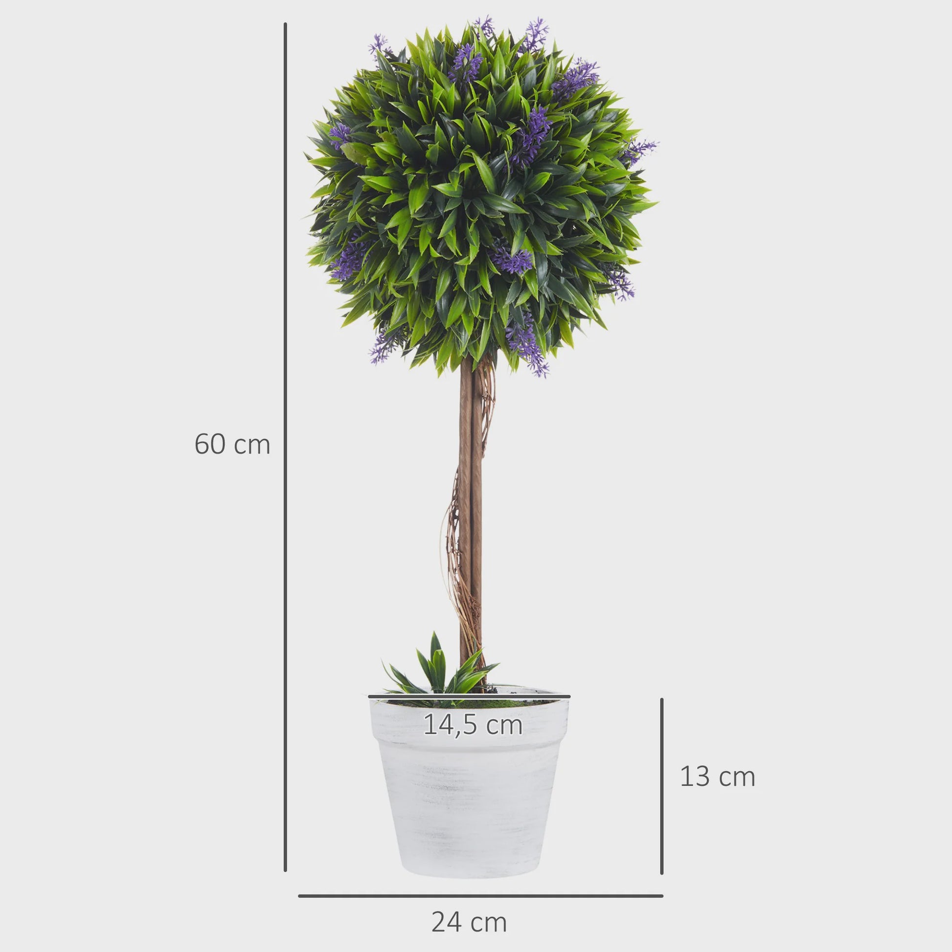 Set van 2 Kunstplanten met Lavendel - 60 cm Hoog - Inclusief Pot