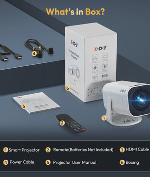 XGODY 4K Mini Projector: Android 11, 12000 Lumens, Dual WiFi6 & Bluetooth 5.4